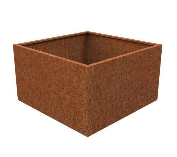 Plantenbak zonder bodem van cortenstaal maat 120x120x40cmLxBxH