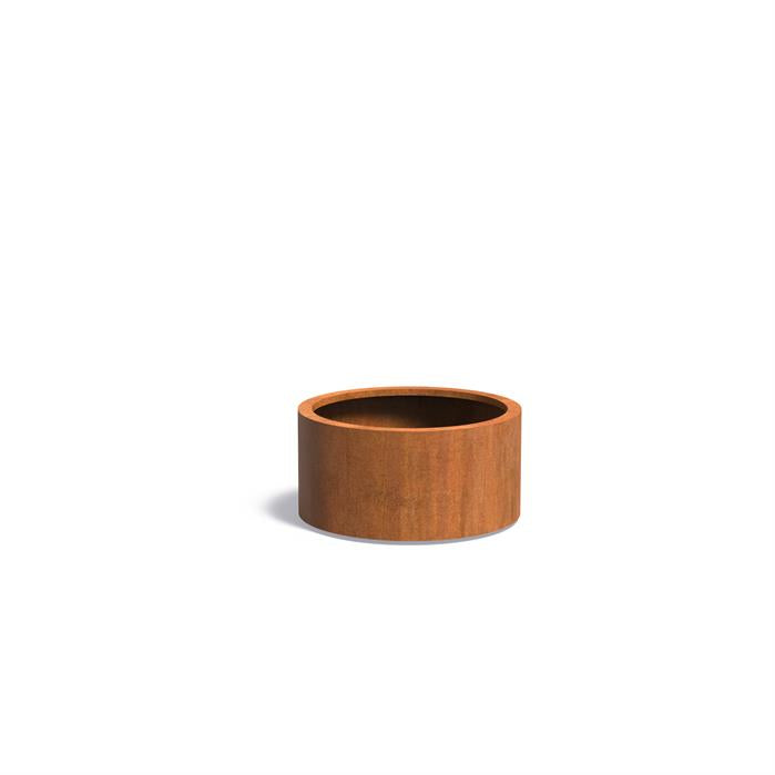 plantenbak rond van cortenstaal 80cm doorsnee en 40cm hoog.
