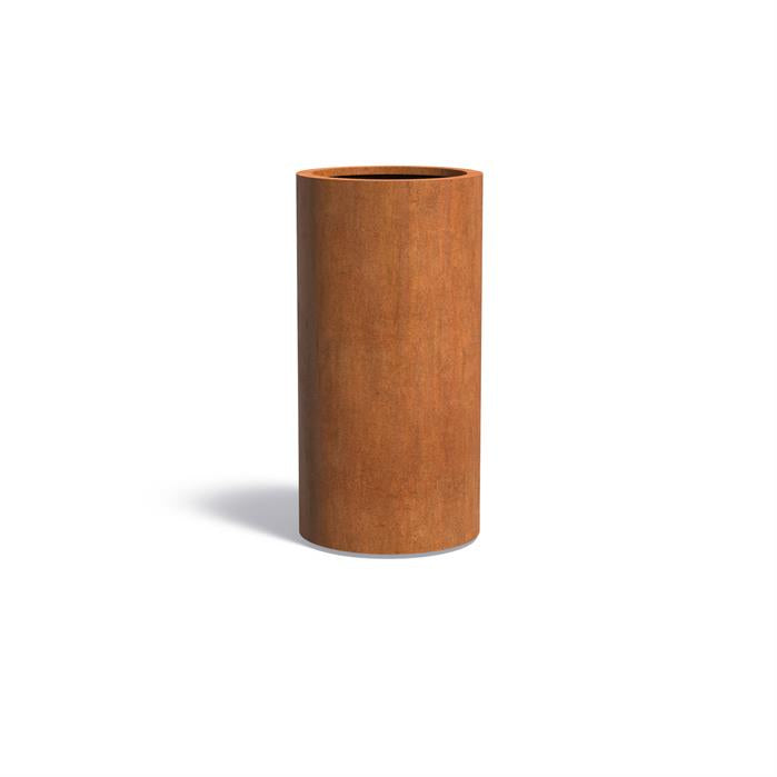 zuil plantenbak van cortenstaal rond 60cm doorsnee x 120cm hoog