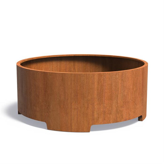 Ronde plantenbak op poten van cortenstaal 200x80cm